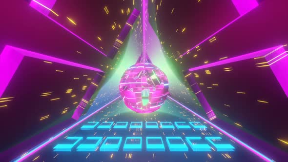 Abstract seamless geometric background, Glowing neon tunnel. High tech. alt