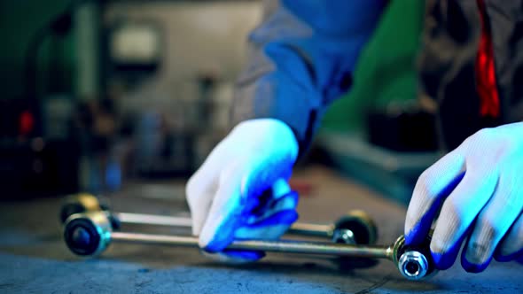 Detail for metal works. Processed metal parts for industry alt