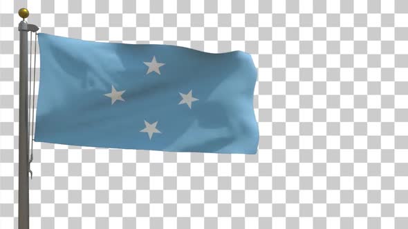 Micronesia Flag on Flagpole with Alpha Channel - 4K alt