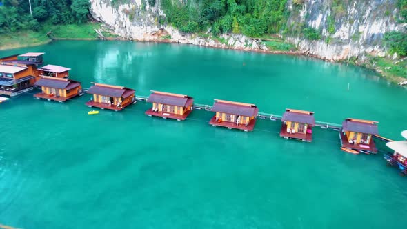 Khao Sok Thailand National Park Thailand Couple Man and Woman on Vacation at the Floating Bungalows alt