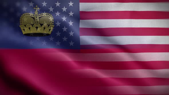 USA Liechtenstein Flag Loop Background 4K