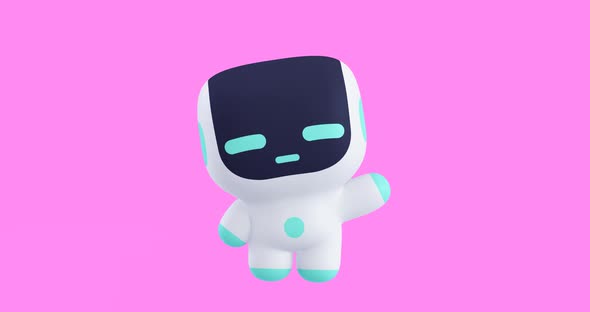 Funny Looped cartoon kawaii Robot Boy character. Cute emotions and move animation. 4k video