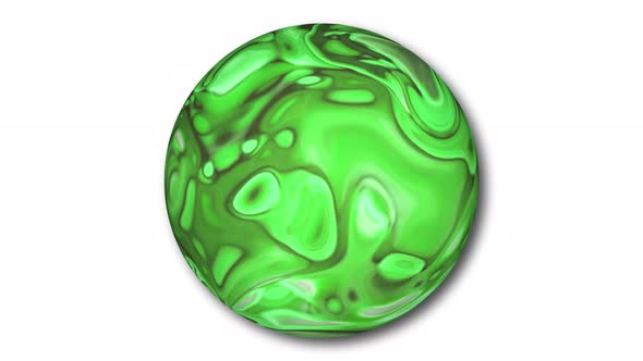 Green color abstract sphere spinning on white background. A 53
