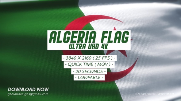 Algeria Flag - Ultra UHD 4K Loopable alt