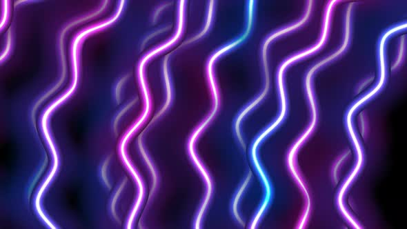 Blue Purple Neon Abstract Waves