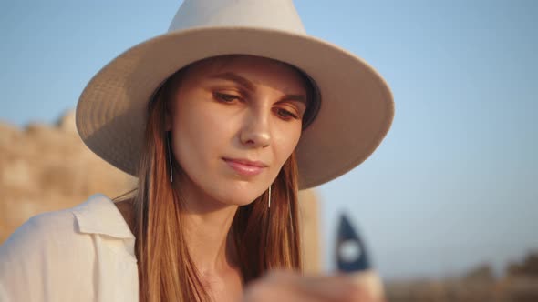 Archaeological Digging Site Female Archeologist Work on Excavation Site Cleaning alt