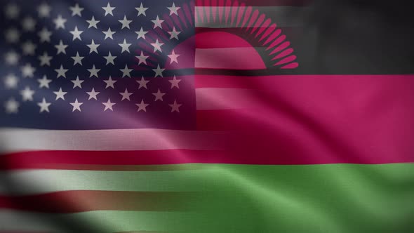 USA Malawi Flag Loop Background 4K
