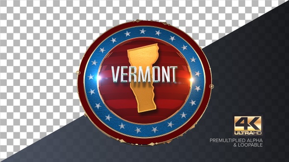 Vermont United States of America State Map with Flag 4K alt