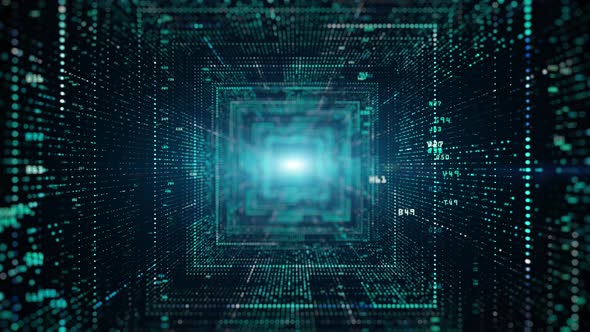 Digital Tunnel With Particles And Digital Data 00765 alt