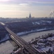 Moscow State University Behind Moscow River Over The Bridge. Wintertime - VideoHive Item for Sale