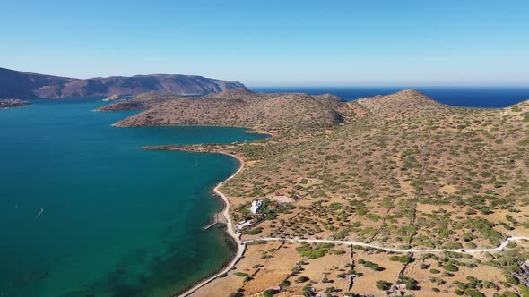 Aerial View of Spinalonga Island, Crete, Greece