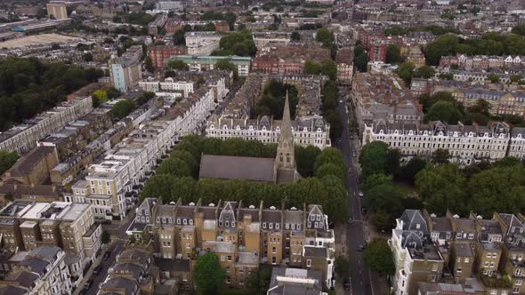Drone View of an Anglican Church Overlooking Kensington London
