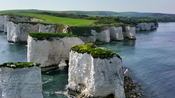 The Chalk Cliffs of Old Harry Rocks on the South Coast of England alt