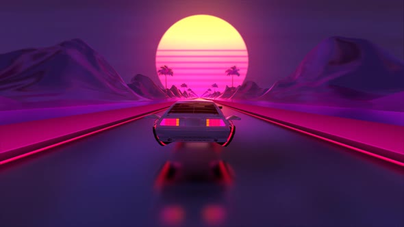 Cyberpunk Car Flying Background, Motion Graphics | VideoHive