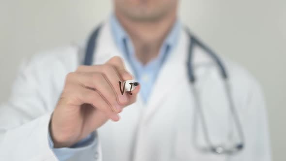 Viral Infection Doctor Writing on Screen alt