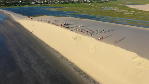 Brazilian landmark rainwater lakes and sand dunes. Jericoacoara Ceara. alt