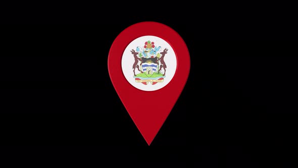 3D Rotating Pin Icon Animation With Antigua And Barbuda Coat Of Arms Alpha Channel 4K alt