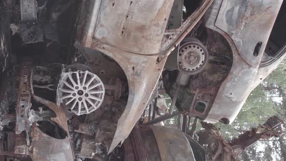 Vertical Video of the War in Ukraine  Destroyed Cars alt