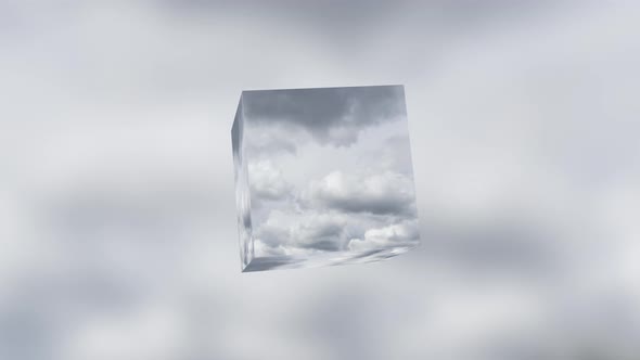 3D Floating Cube with Thunderstorm