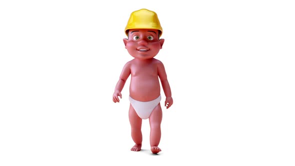 Fun 3D cartoon of a baby with a helmet alt