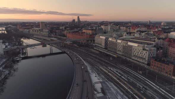 Aerial View of Stockholm City Skyline