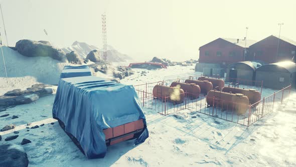 Aerial View of Antarctic Station in Antarctica alt