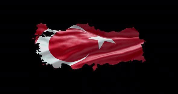Turkey national flag background with country shape outline alt