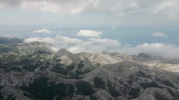Aerial View of the Mountains in the Biokovo Natural Park Against the Backdrop of the Adriatic Sea