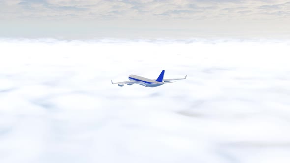 The air plane is flying in cloudy sky. alt