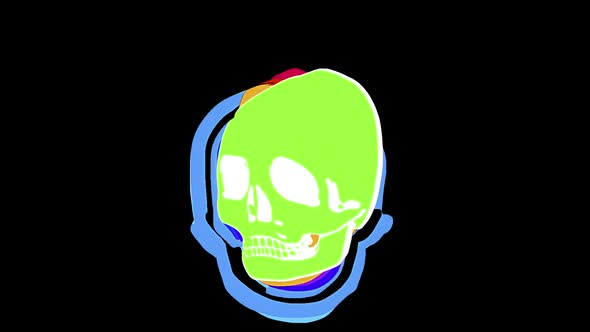 4K colorfull skull and lines