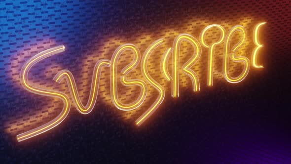3d render illustration animation of SUBSCRIBE neon sign in orange blue color