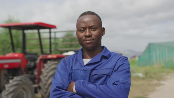 Young man working on farm alt