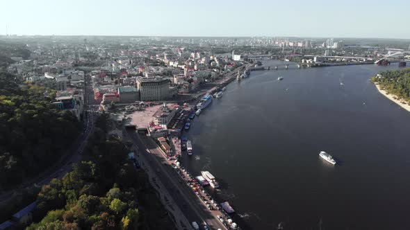 Dnipro River. Kyiv. Ukraine. Aerial View alt