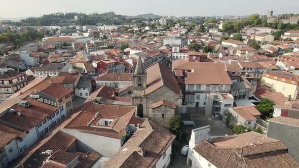 Guimaraes aerial cityscape, Portugal. Traditional architecture and UNESCO world heritage site.