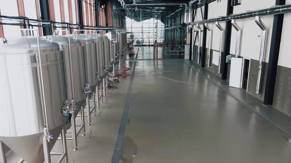 Shiny Metal Beer Tanks at the Modern Brewery alt
