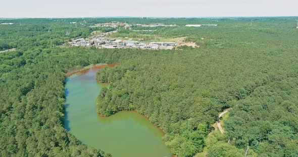Aerial View of Environmental Zone Chemical Emissions Into the Atmosphere Chemical Waste Against a alt