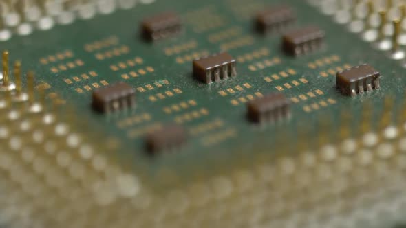 Broken Computer Processor with Bent Pins Used Cpu Closeup, Stock Footage