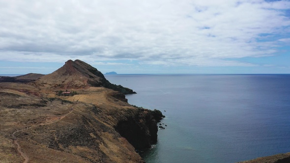 Portugal. Madeira Island. Rocky shores of the island. Aerial view. alt