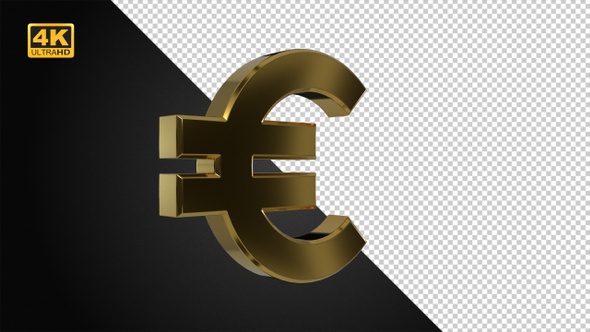 Golden Rotating Euro Symbol - 4K alt
