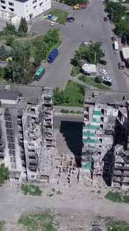Vertical Video of the Destruction in Borodianka Ukraine During the War alt