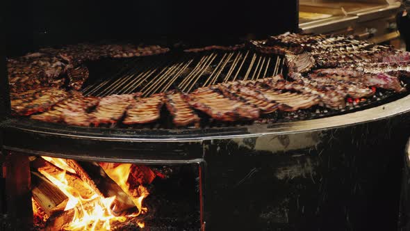 Large Rotating Grill for Cooking Ribs alt