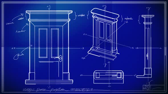 Door Technical Drawing Blueprint Time Lapse