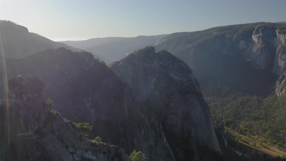 Beautiful Sunset in Yosemite National Park. Inspiring Aerial Footage. California, USA alt