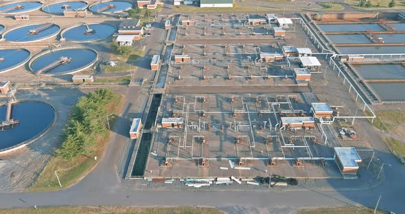 Aerial View of Drinking Water Treatment Plants for Big City From Water Management alt