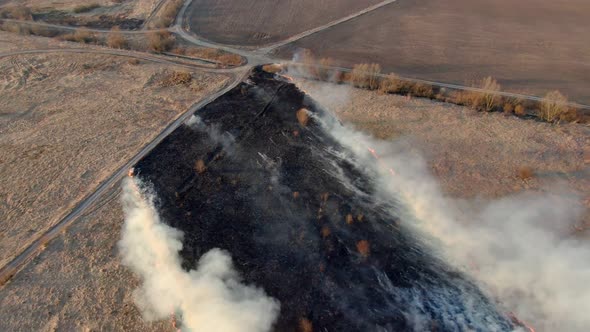 Aerial Top View of a Grass Fire alt