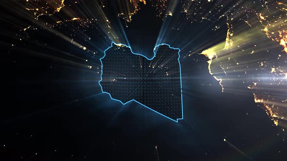 Realistic Earth Night Shining Country Libya alt