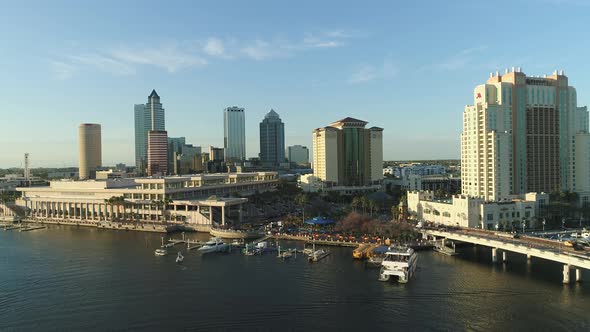 Aerial view of skyscrapers on the waterfront alt