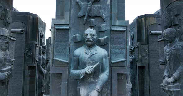 Tbilisi, Georgia - May 30 2022: Aerial view of Memorial History of Georgia alt