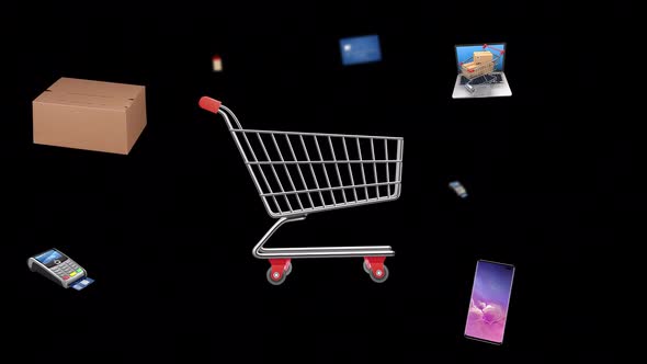 Moving animation of e-commerce products. Transparent background and loop video