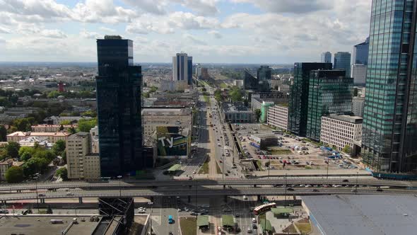 Warsaw - aerial view of a busy intersection in the city center, Poland alt